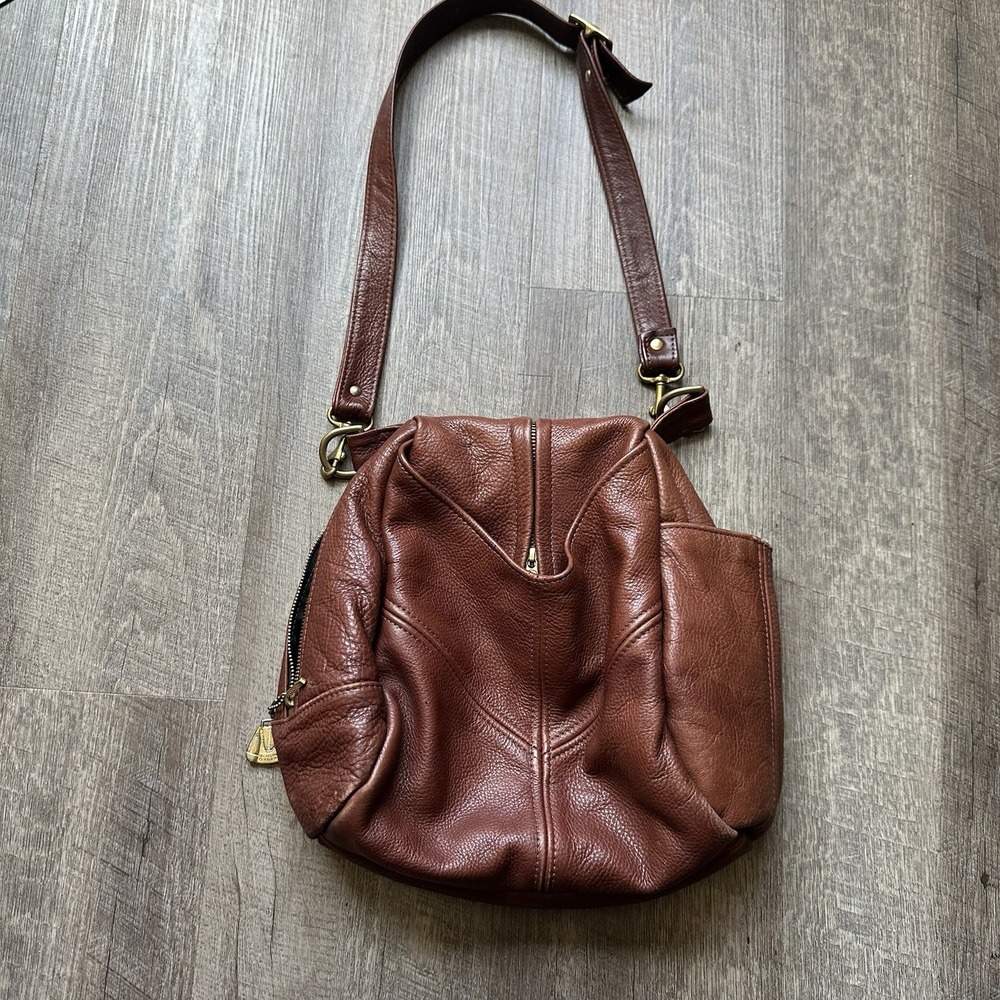 Victoria Leather Co Vintage Brown Butter Leather Slouchy Shoulder Bag USA Zipper